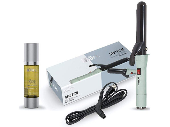 Cortex Beauty Switch Curling Iron & Argan Oil Hair Serum Bundle (Seafoam Blue) - Product Image
