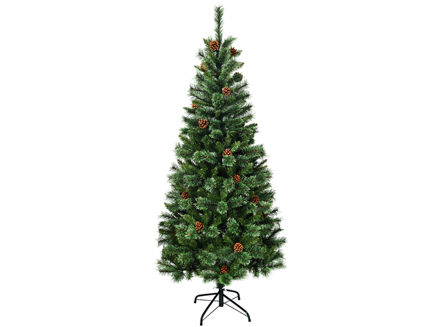 7 Foot Premium Artificial Christmas Tree Mixed Pine Needles w/ Pine Cones