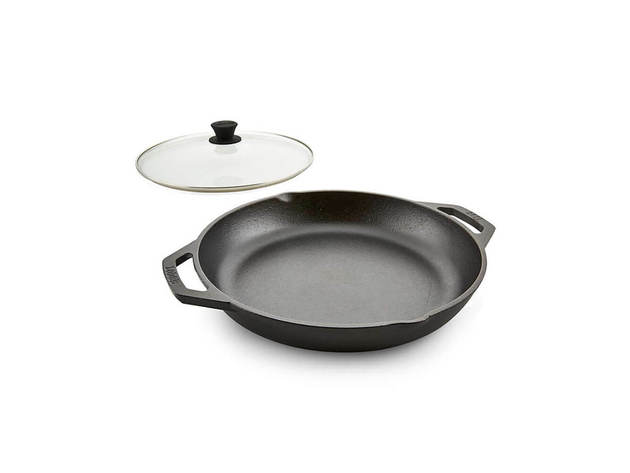 Lodge LC12EP 12 inch Seasoned Cast Iron Every Day Pan with Glass Lid