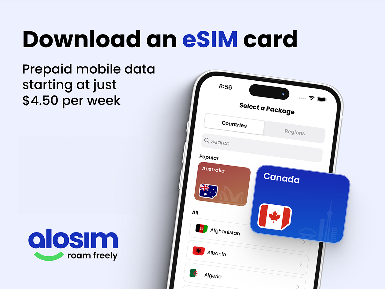aloSIM Traveler's Mobile Data Plan: $150 Credit