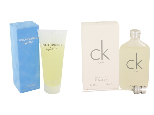 Gift set  Light Blue by Dolce & Gabbana Shower Gel 6.7 oz And  CK ONE EDT Pour/Spray (Unisex) 1.7 oz