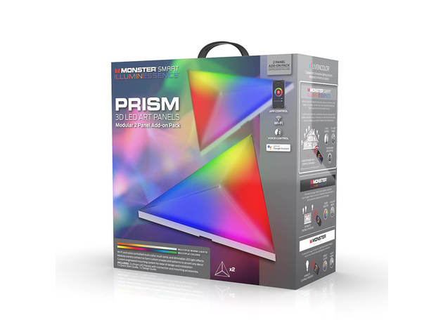 Monster MLB71038RGB PRISM &#0150; Smart Modular 3D LED Art Panel 2 Panel Add-On Pack