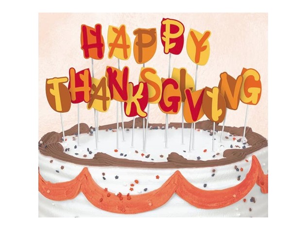 Unique Happy Thanksgiving Letters Cake Topper 7" Party Decoration 1 Count