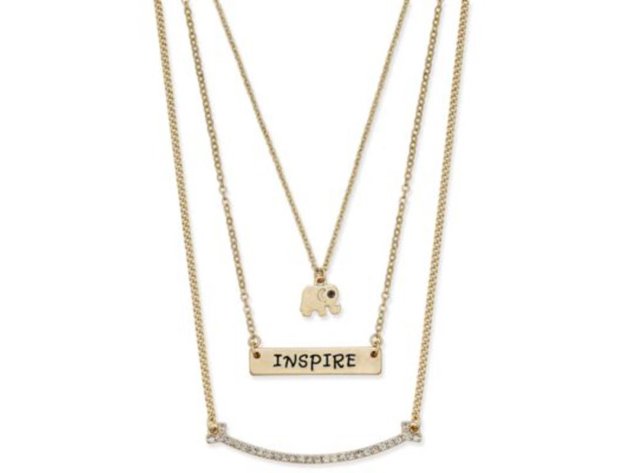 Inspired Life Multi-Layer Inspire Message Pendant Necklace Gold