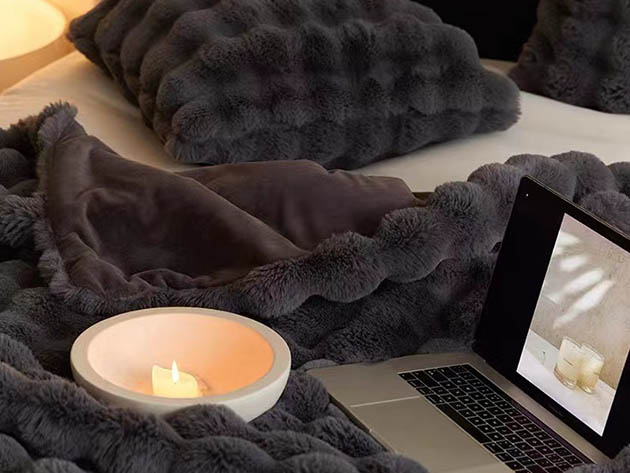 Soft Space Faux Fur Throw Blanket