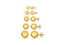 5 Pairs Multi-sized Ball Stud Earrings Gold