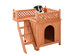 Costway Wooden Puppy Pet Dog House Wood Room In/outdoor Raised Roof Balcony Bed Shelter - Brown