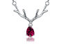 Red Swarovski Dangling Antlers Necklace - White Gold