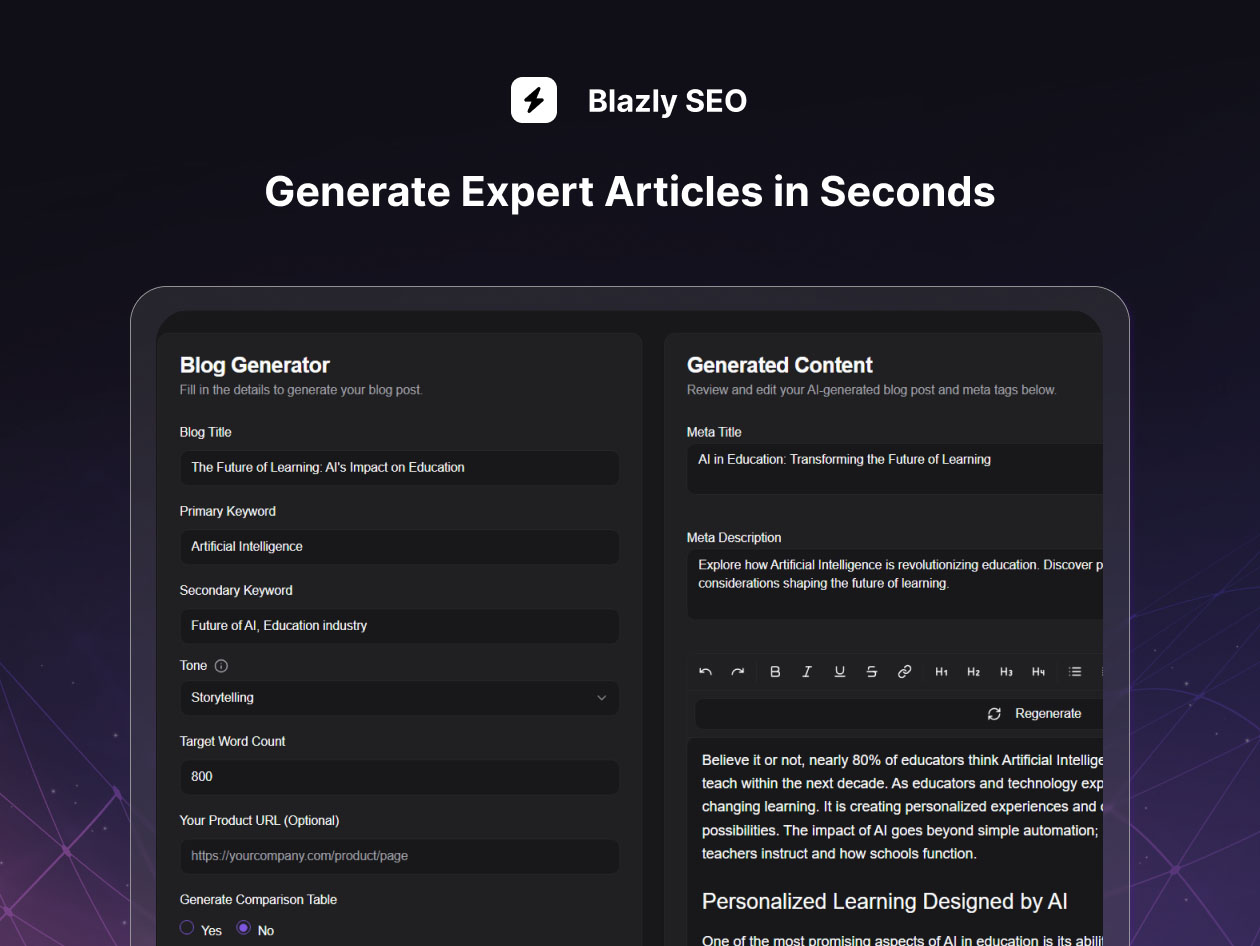 Blazly SEO: Lifetime Subscription