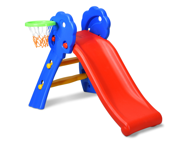 Costway Children Kids Toddlers Folding Slide W/Bask - Red&Blue&Yellow