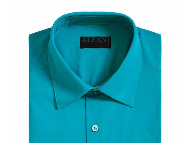 Alfani Men's Slim-Fit Performance Stretch Easy-Care Solid Dress Shirt Blue Size 15-32-33