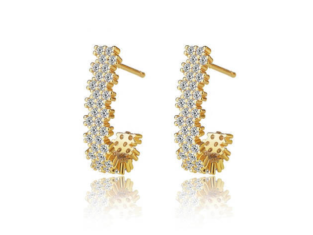 Cubic Zirconia J Hoop Earrings In Gold Or Silver Stacksocial