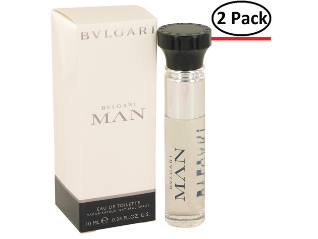 Bvlgari Man by Bvlgari Mini EDT Spray .33 oz for Men (Package of 2)
