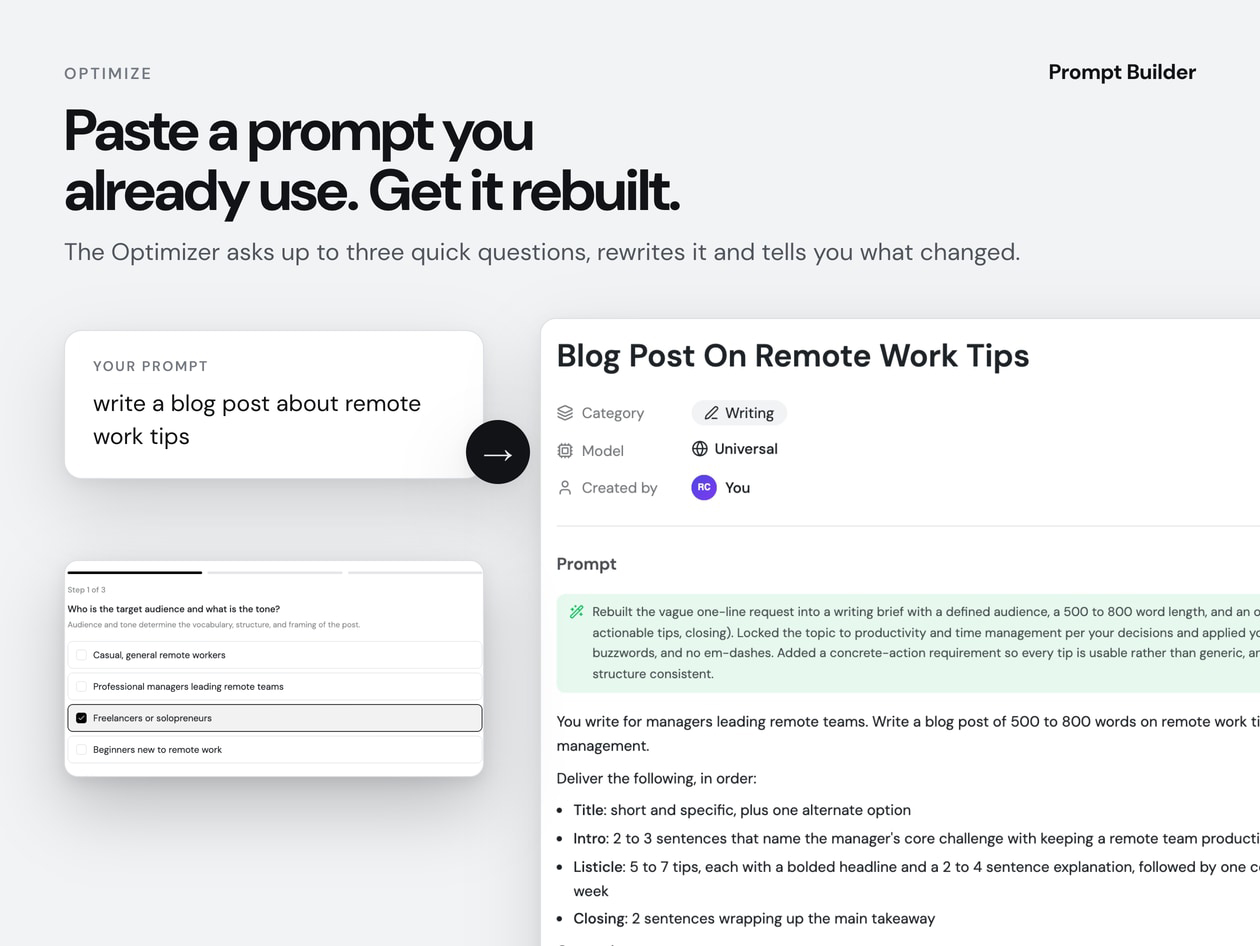 PromptBuilder - AI Prompt Optimizer Pro Plan: Lifetime Subscription