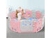 Costway 14-Panel Baby Playpen Kids Activity Center Playard w/Music Box - Pink, Gray