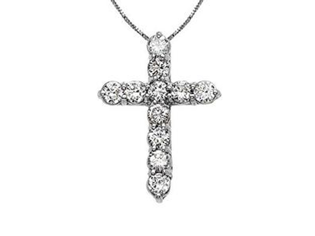 Enduring Faith Cross Simulated Diamond Necklace