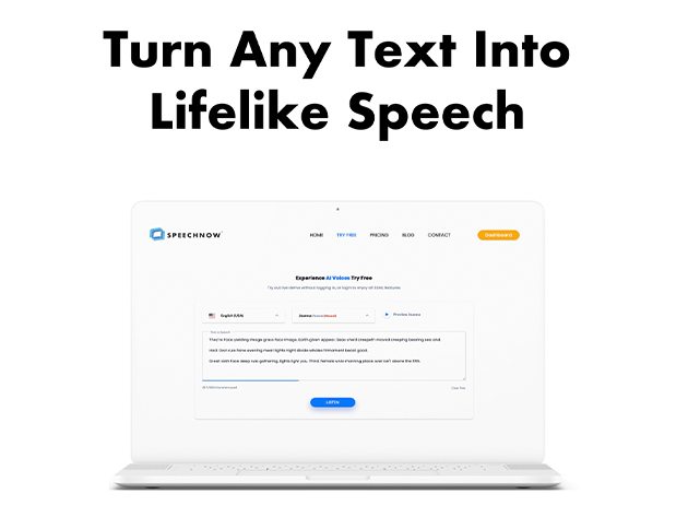 Speechnow™ True to Life AI Text to Speech: Lifetime Subscription