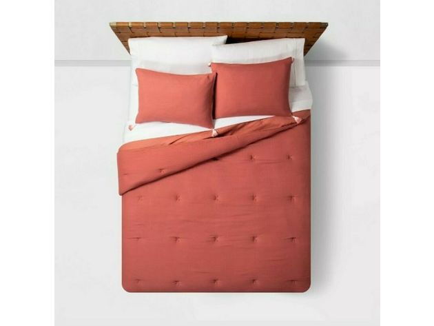 Opalhouse 2-Piece Solid Cotton Gauze Twin/Twin XL Size Tasseled Comforter Set, Rose