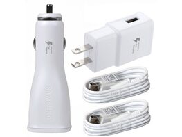 T-Mobile Samsung Galaxy Adaptive Fast Car and Wall Charger with Micro 2 Micro USB cables for Samsungs S6, S7, Note 4/5