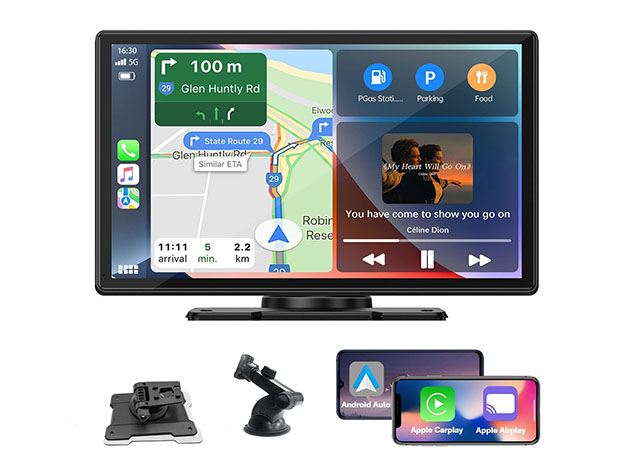 9" Wireless Car Display with Apple CarPlay/Android Auto Compatibility & Phone Mirroring
