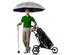 Costway Foldable 3 Wheel Steel Golf Pull Push Cart Trolley Club w/ Umbrella Holder