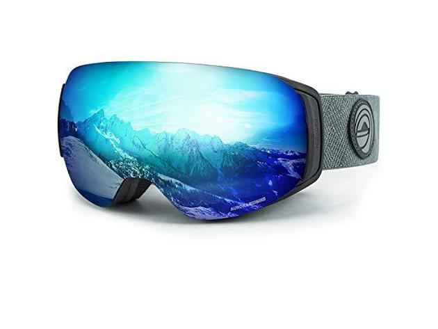 WildHorn Outfitters Roca Adult Ski/Snowboard Goggles Stealth/Ice Blue Clip Lock (Refurbished, Open Retail Box)