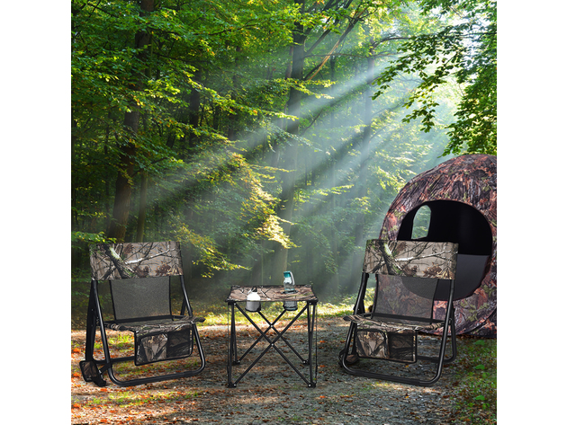 Costway Folding Camping Table Outdoor Portable Heavy-Duty Hunting Table w/ Carrying Bag - Camouflage