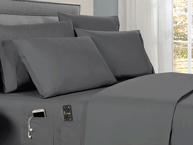 Kathy Ireland 6-Piece Smart Sheet Set (Grey/King)