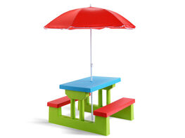 Costway 4 Seat Kids Picnic Table w/Umbrella Garden Yard Folding Children Bench Outdoor