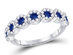 4/5 Carat (ctw) Natural Blue Sapphire Band Ring in 14K White Gold with Diamonds 2/5 Carat (ctw) - 8