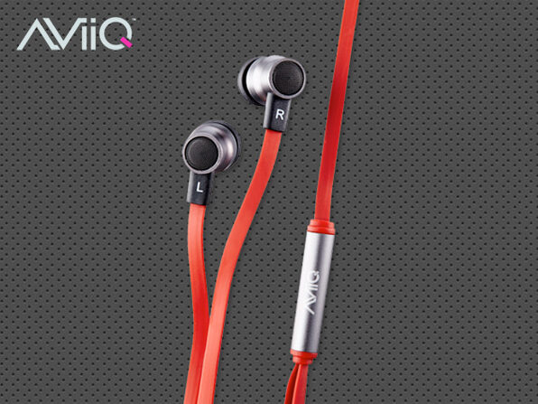 AViiQ In-Ear Headphones + Mic (Red) - Product Image