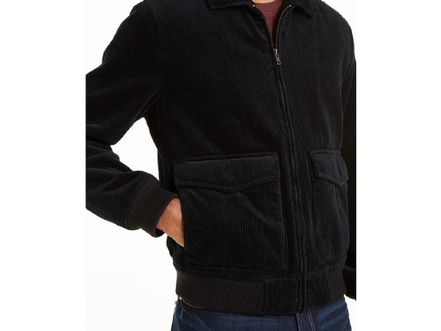 Sun + Stone Men's Hazel Cord Bomber Jacket Black Size Small