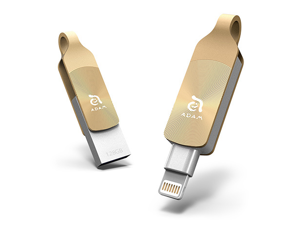 iKlips DUO+ Dual Interface Flash Drive (128GB Gold)