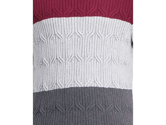 Tasso Elba Men's Chunky Cable-Knit Colorblocked Turtleneck Sweater  Red Size Large