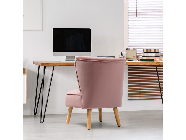 Costway Armless Accent Chair Modern Velvet Leisure Chair Single Upholstered - Pink