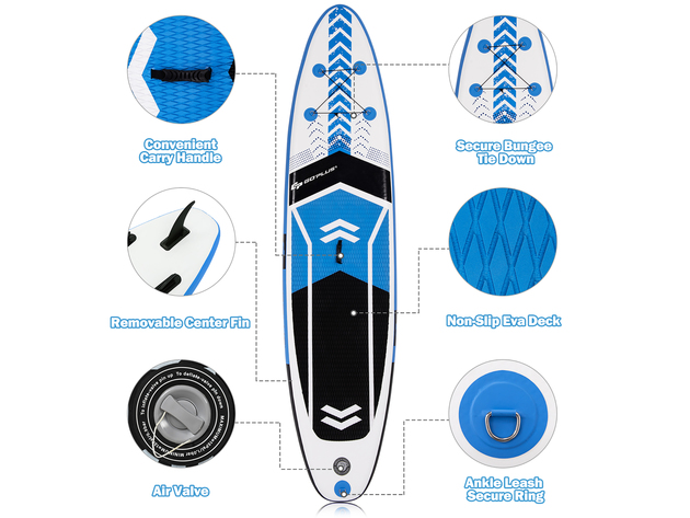 Goplus 10'5'' Inflatable Stand Up Paddle Board SUP with Carrying Bag Aluminum Paddle - Blue