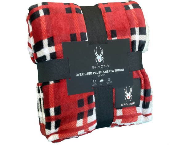 Spyder Sherpa Lined Printed Flannel Ultra Plush Throw Blanket 50