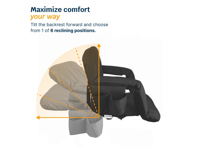 Reclining Stadium Seat with Armrests and Side Pockets