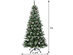 Costway 7 ft Snow Flocked Artificial Christmas Hinged Tree w/ Pine Needles & Red Berries - Green/White/Red