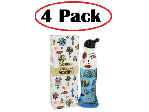 4 Pack of Cheap & Chic So Real by Moschino Eau De Toilette Spray 3.4 oz