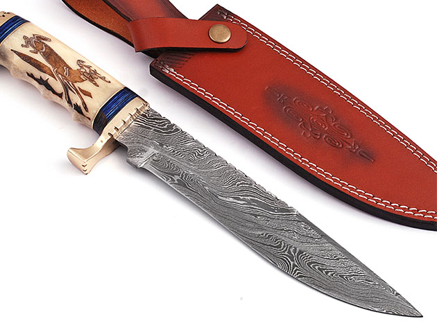 Damascus Hunting Bowie Knife | StackSocial