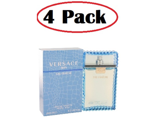 4 Pack of Versace Man by Versace Eau Fraiche Eau De Toilette Spray (Blue) 6.7 oz