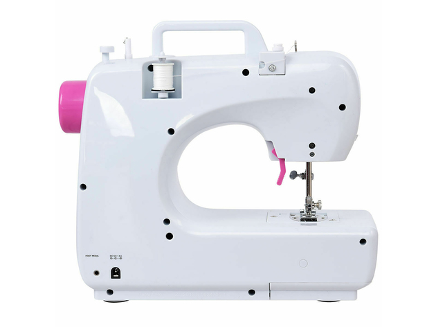 Costway 2-Speed Multi-function Fashion Portable Sewing Machine Serger w/16 Stitch Light - White + Pink