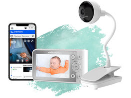 长颈鹿凸轮Pro柔性智能婴儿监视器与多功能夹基底座“class=