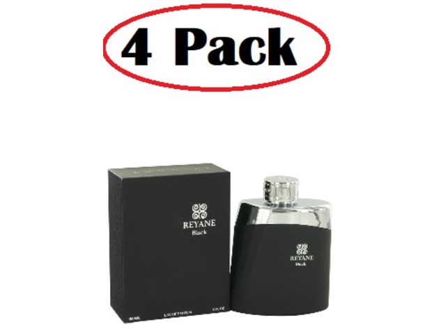 4 Pack of Reyane Black by Reyane Tradition Eau De Parfum Spray 3.3 oz