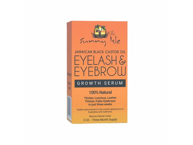 Sunny Isle 100% Natural Eyelash and Eyebrow Growth Serum Jamaican Black Castor Oil, 2 Fluid Ounce