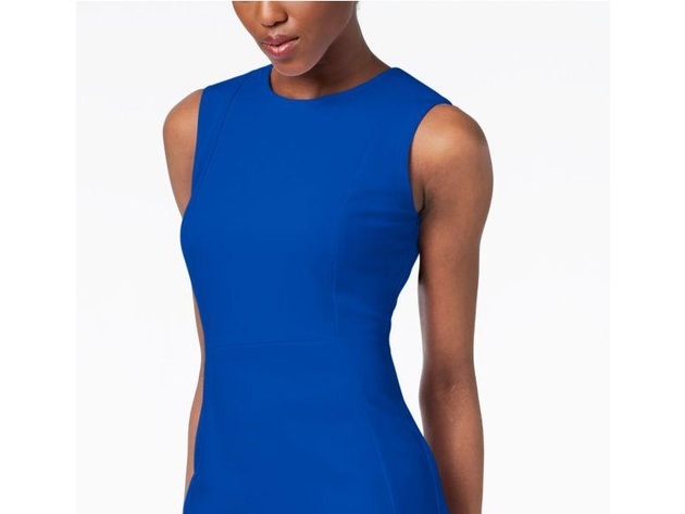 Calvin Klein Women's Seamed Scuba Crepe Sheath Dress Blue Size