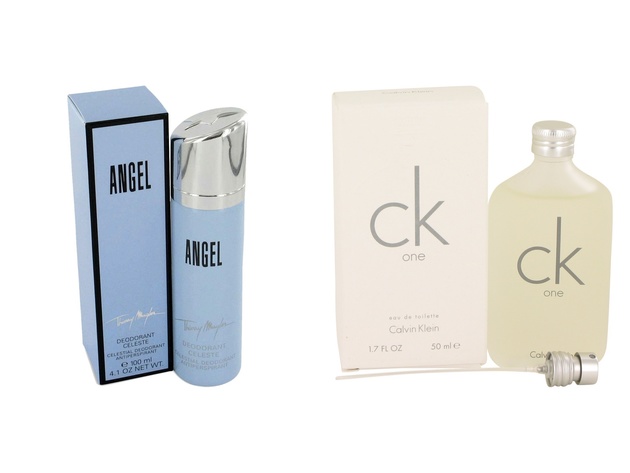 Gift set  ANGEL by Thierry Mugler Deodorant Spray 3.4 oz And  CK ONE EDT Pour/Spray (Unisex) 1.7 oz