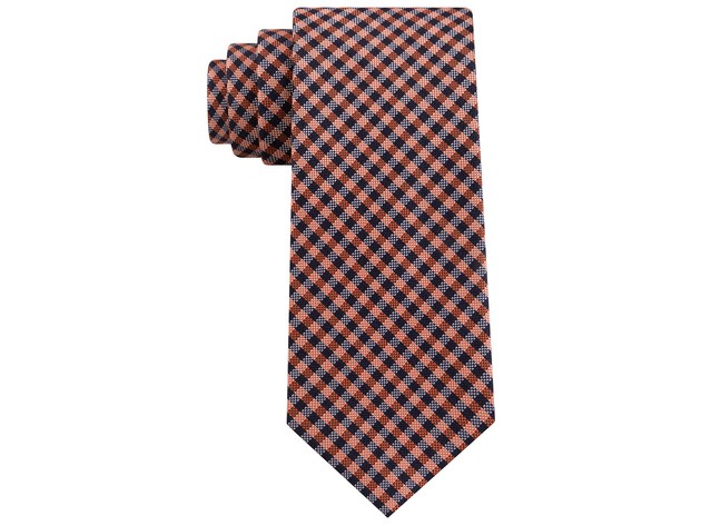 Tommy Hilfiger Men's Classic Textured Plaid Tie Orange Size Regular