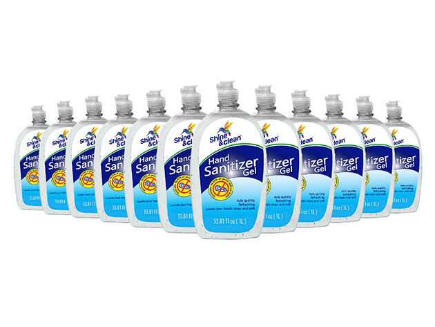 Shine & Clean® 1L Hand Sanitizer Gel: 12-Pack